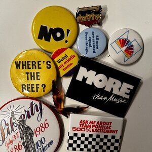 Pins Vintage Lot of‎ 9 Pinback Pins and 2 Others